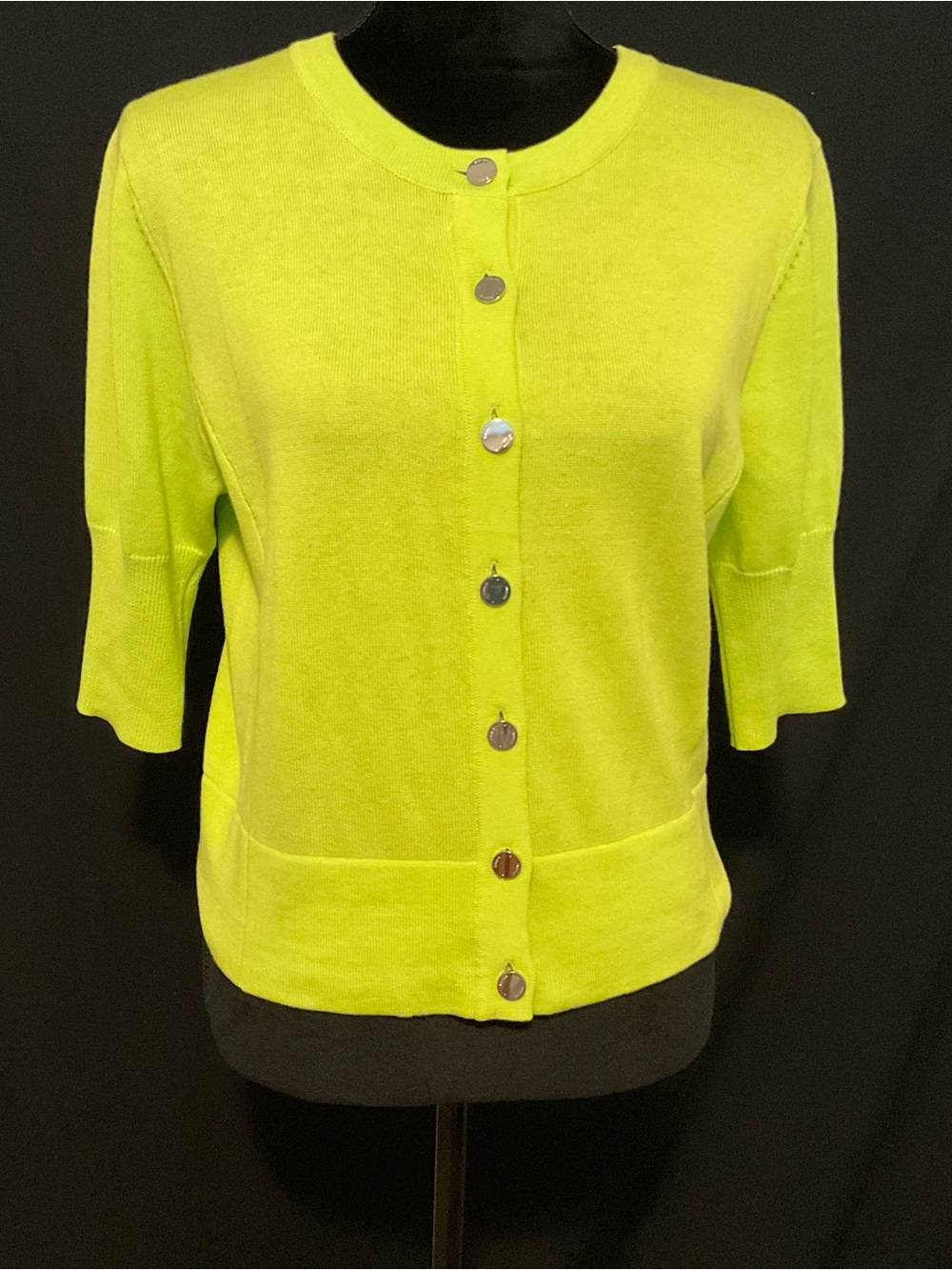 Women’s Neon Yellow Button-Front Cardigan